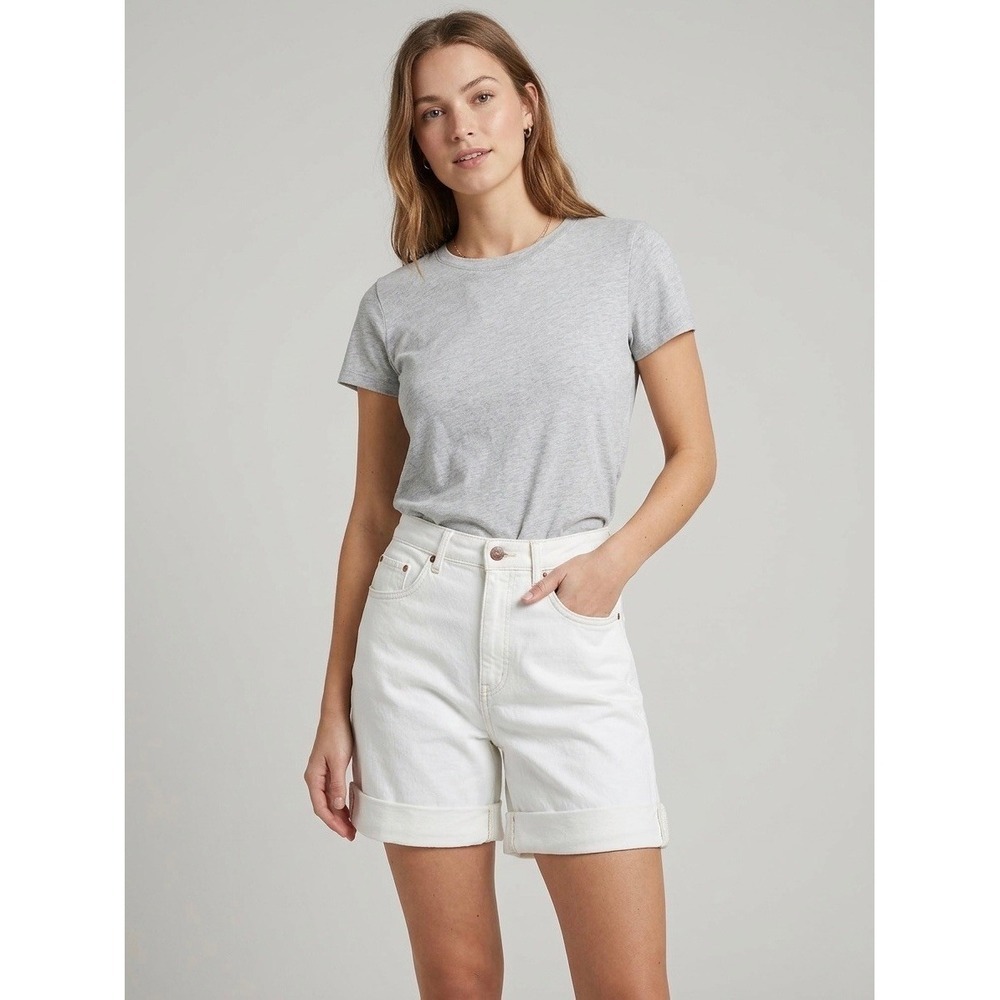 Pilcro and the Letterpress White High Rise Cuffed Denim Shorts Button Fly 27